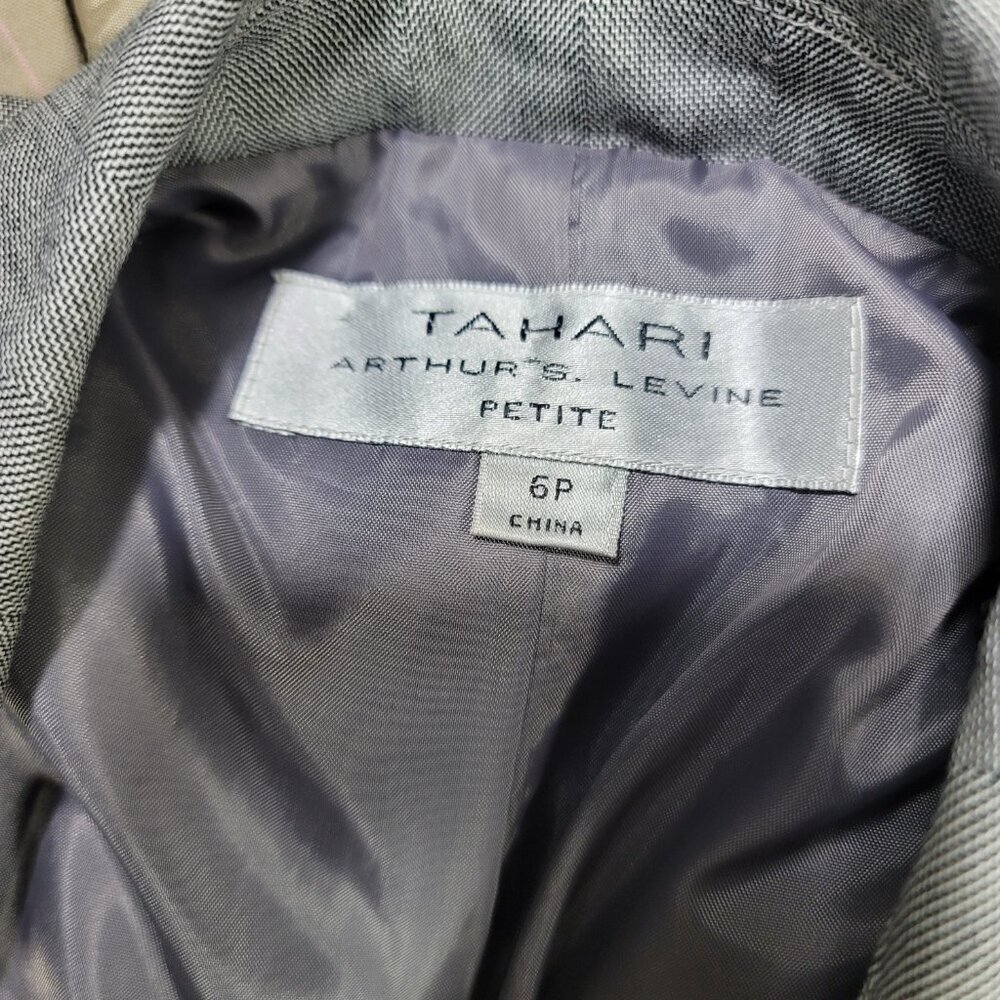 Tahari ASL Gray Zig-Zag Women's Hammered Button Suit Blazer | Size 6P - Picture 3 of 8
